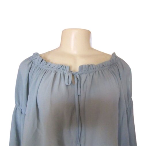 New w Tags Active USA Sage Green Off-Shoulder Peasant Style Blouse Large - Picture 2 of 8